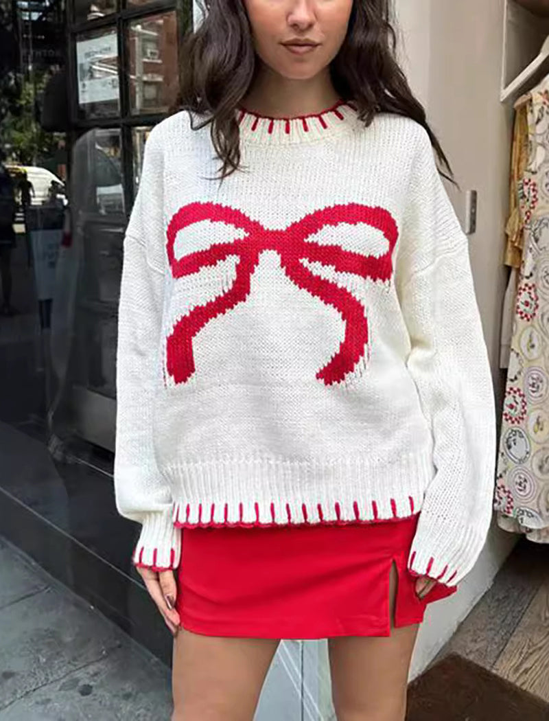 Bow Graphic Knit Sweater