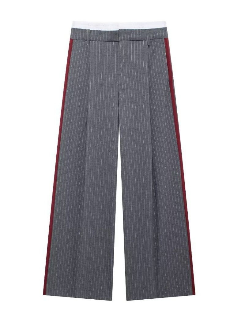 Side-Stripe Wide-Leg Pants