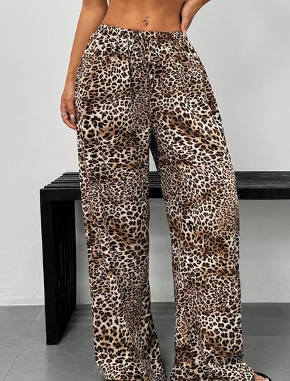 Wide-Leg Leopard Print Pants