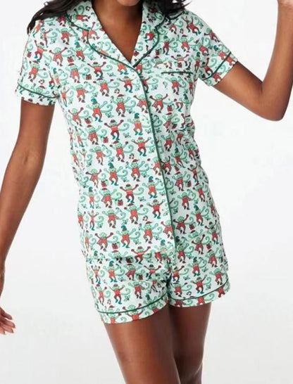 Cup Print Button-Down Pajama Set