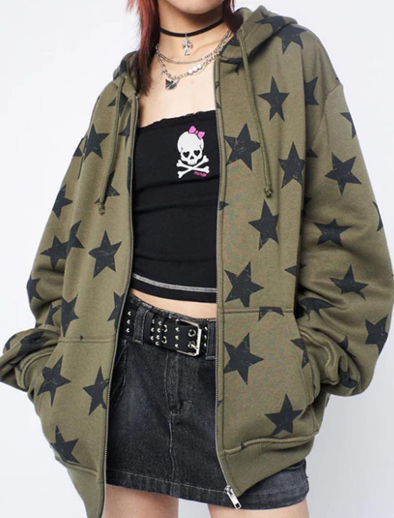 Star Print Oversized Hoodie