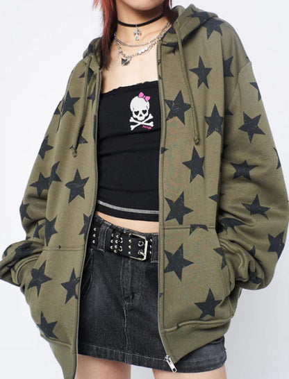 Star Print Oversized Hoodie