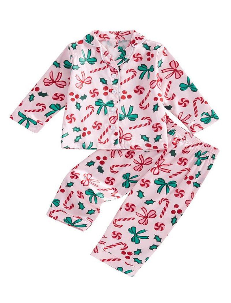 Christmas Long Sleeve Satin Ribbed Family Lounge Set