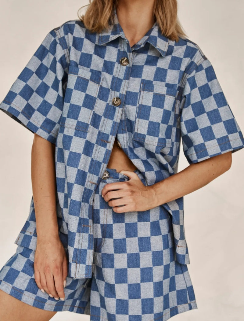 Checked Shirt and Shorts Co-Ord Set