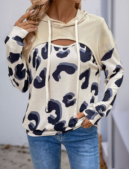 Cutout Panel Hoodie with Print