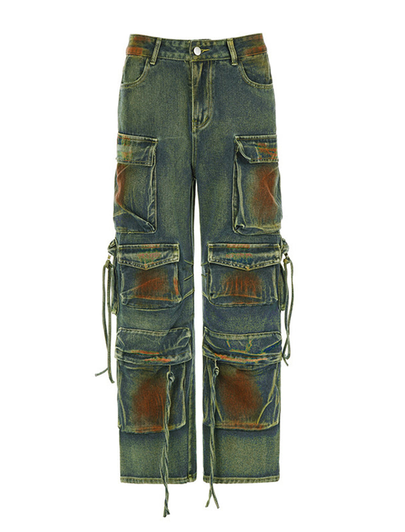 Loose-Fit Cargo Denim Pants