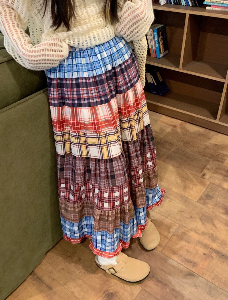 Bohemian Patchwork Tiered Maxi Skirt