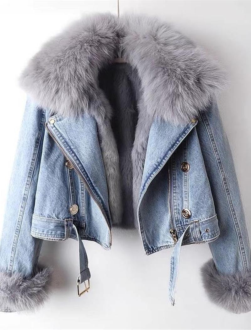 Faux Fur Denim Jacket