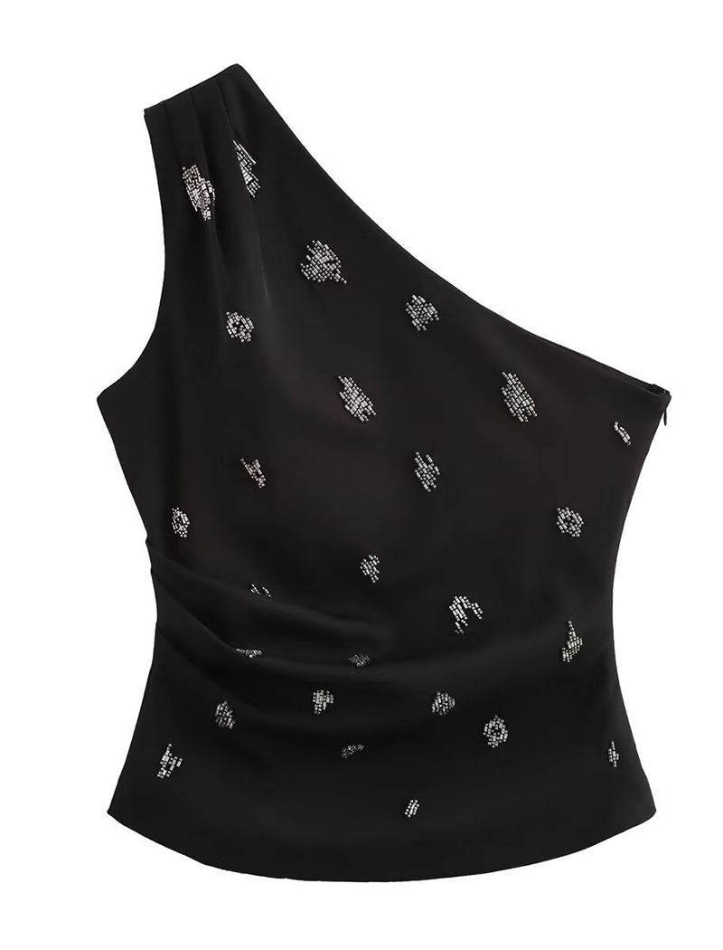 Beaded Asymmetric Tank Top