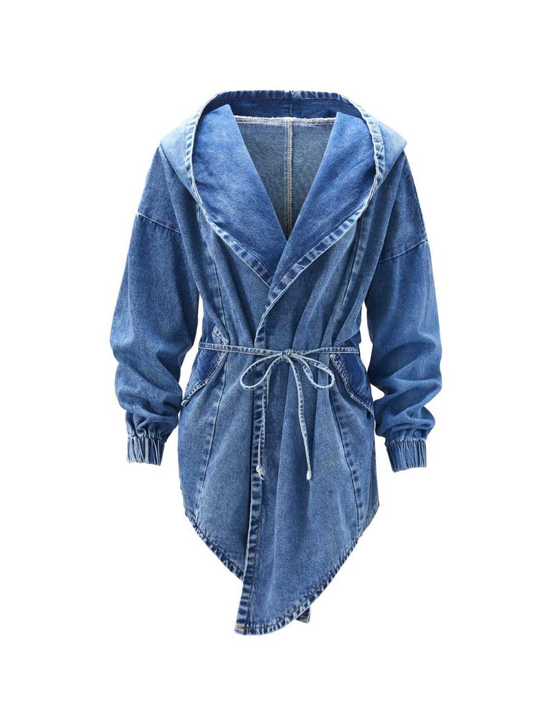 Drawstring Hooded Denim Jacket