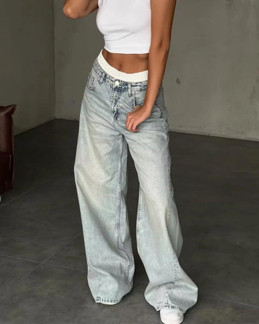 High-Rise Patchwork Jeans