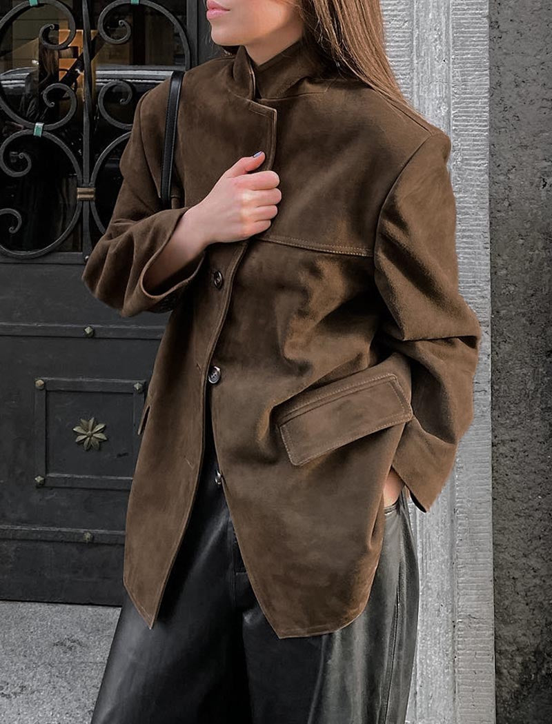 Oversized Faux Suede Blazer