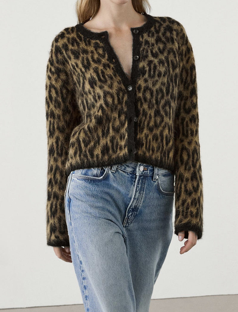 Relaxed Leopard Print Knit Sweater