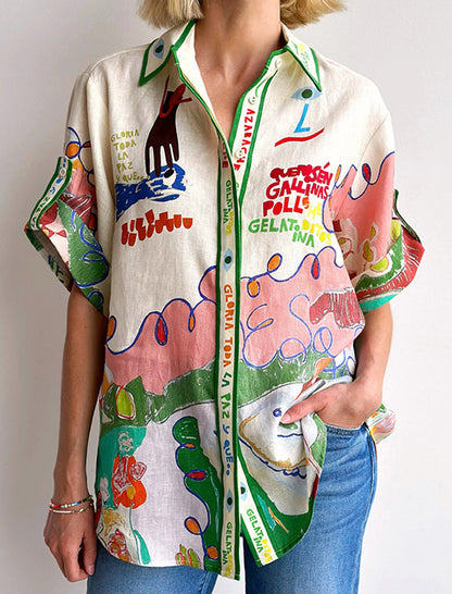 Abstract Art Button-Down Blouse