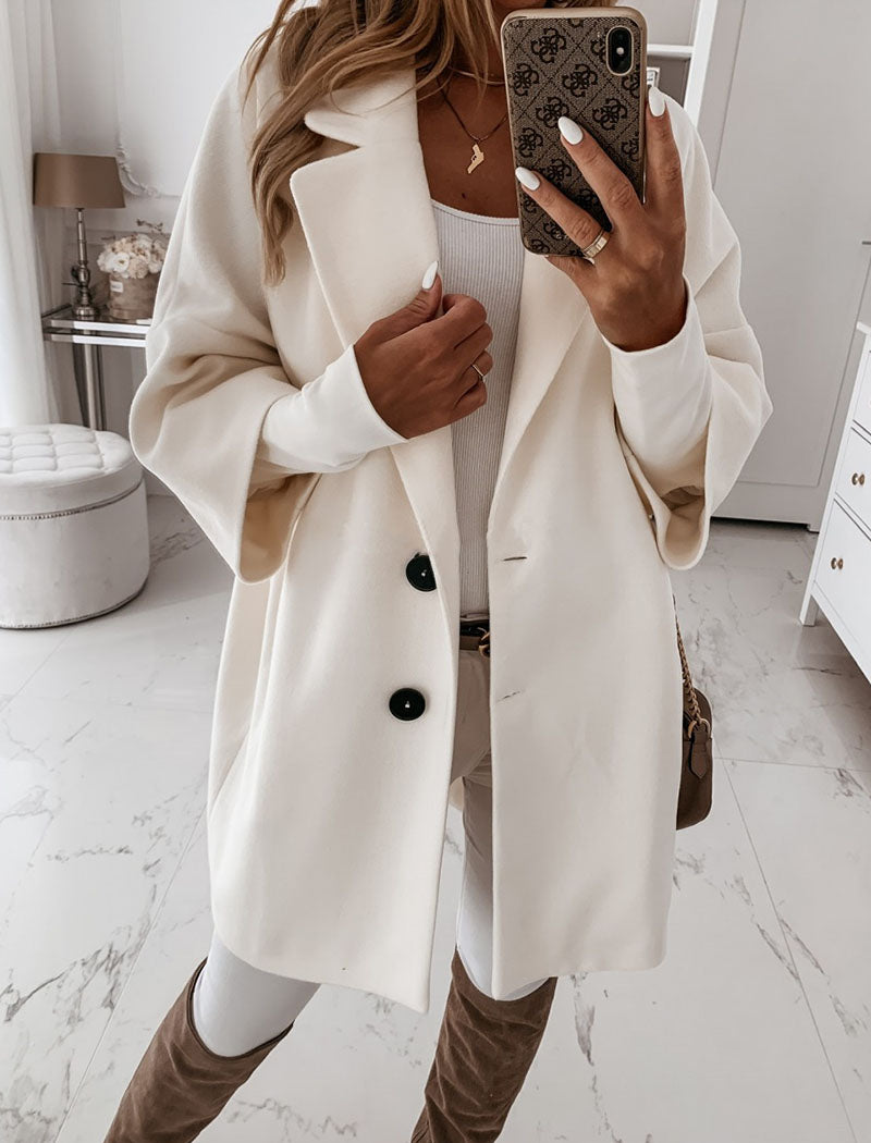 Notch Collar Buttoned Longline Coat