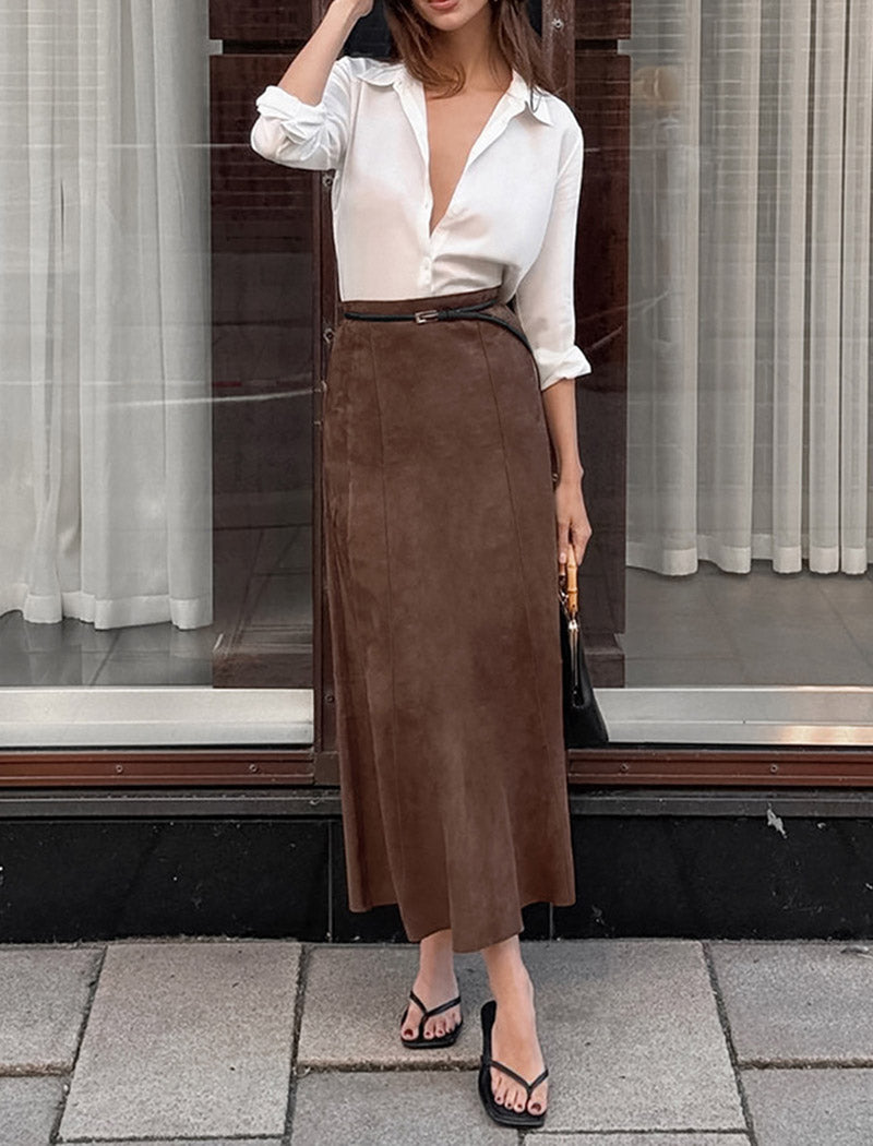 High-Waisted Midi Skirt