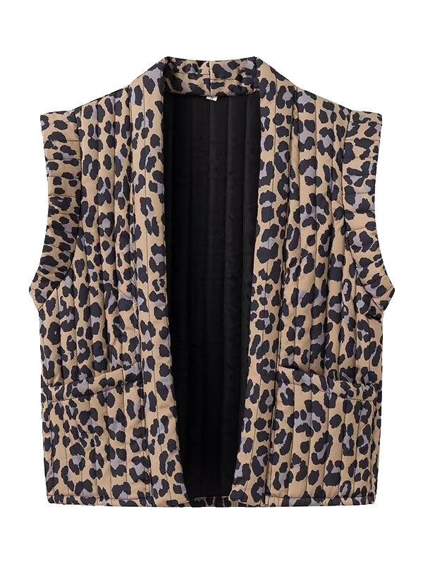 Sleeveless Leopard Quilted Vest