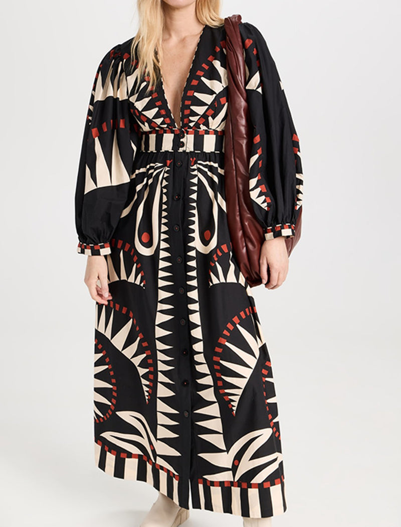 Abstract Print Maxi Dress