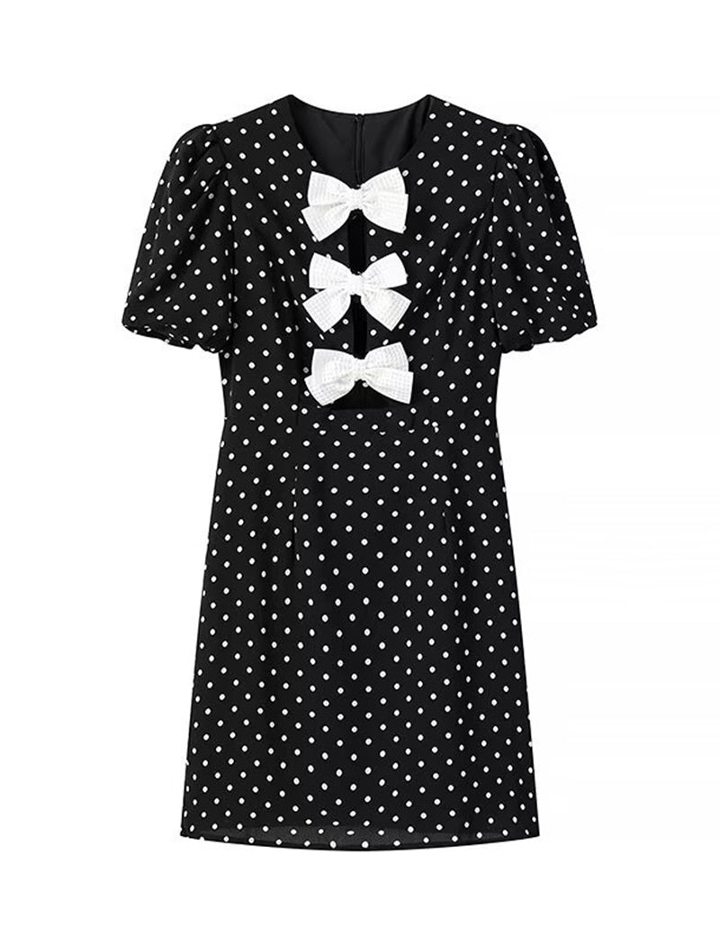 Polka Dot Bow Tie Mini Dress