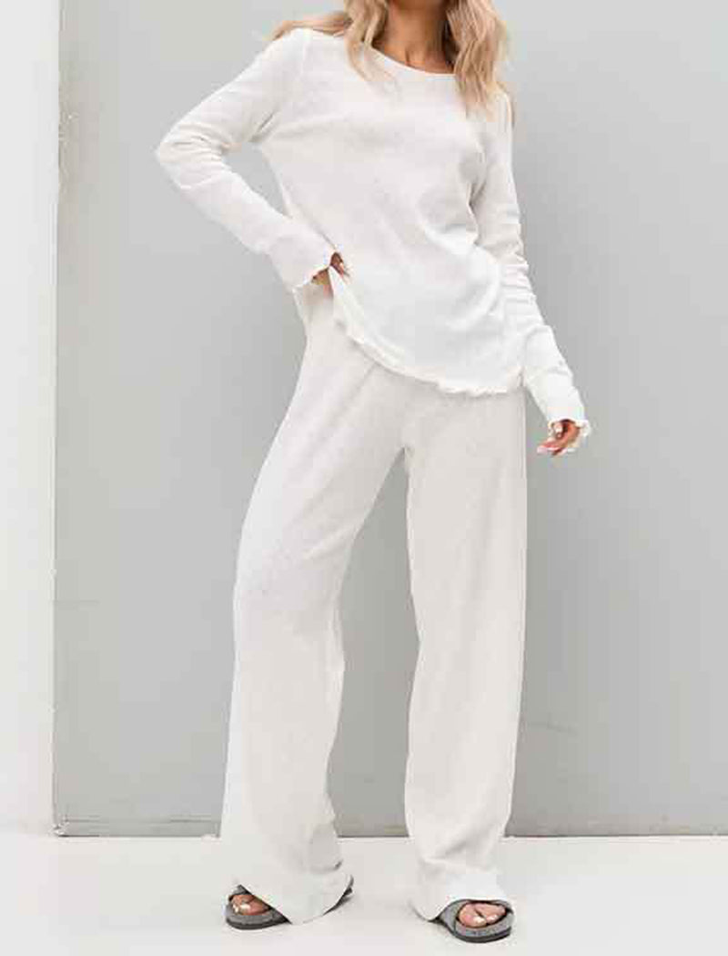 Knit Long Sleeve Top and Pants Pajama Set