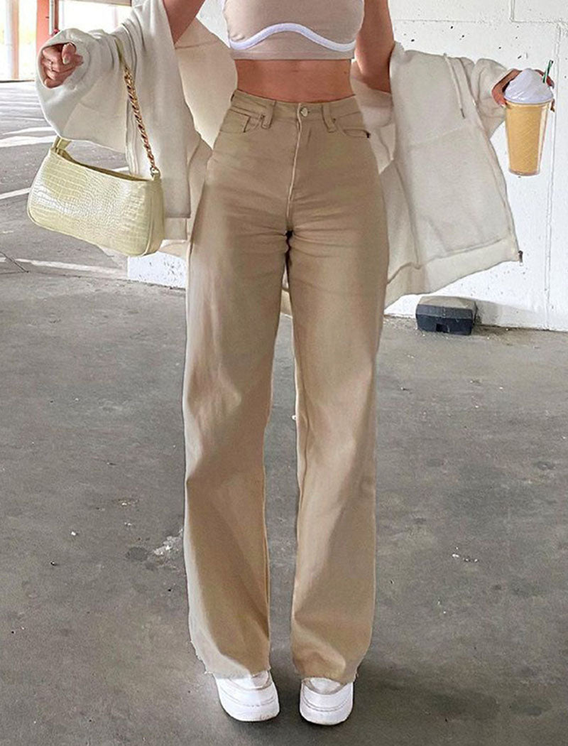 High-Waisted Straight-Leg Pants