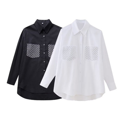 Studded Pocket Button-Up Shirt