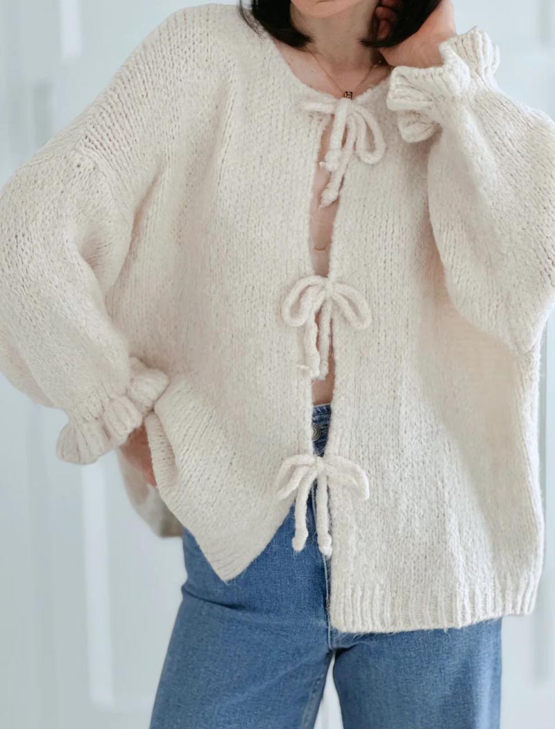 Tie-Front Knit Cardigan