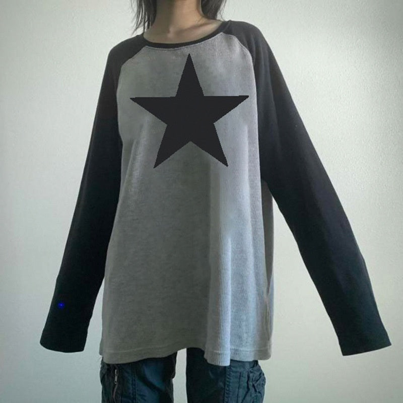 Star Print Long Sleeve Top
