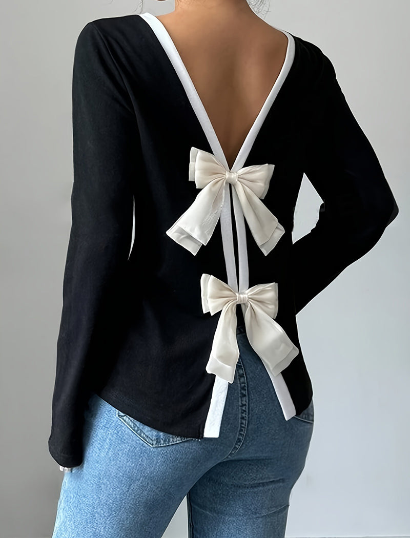 Bow Tie Long Sleeve Top