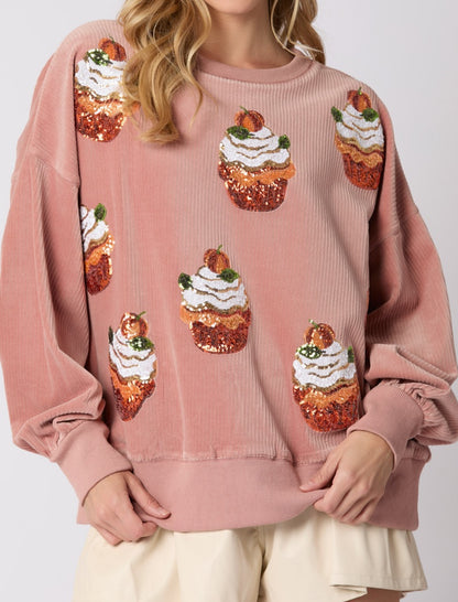 Sequin Cupcake Embellished Pullover