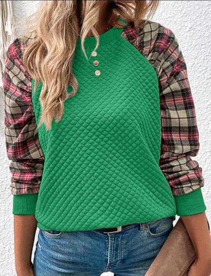 Colorblock Plaid Pullover