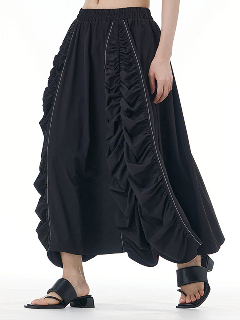 Ruched High-Waist Maxi Skirt