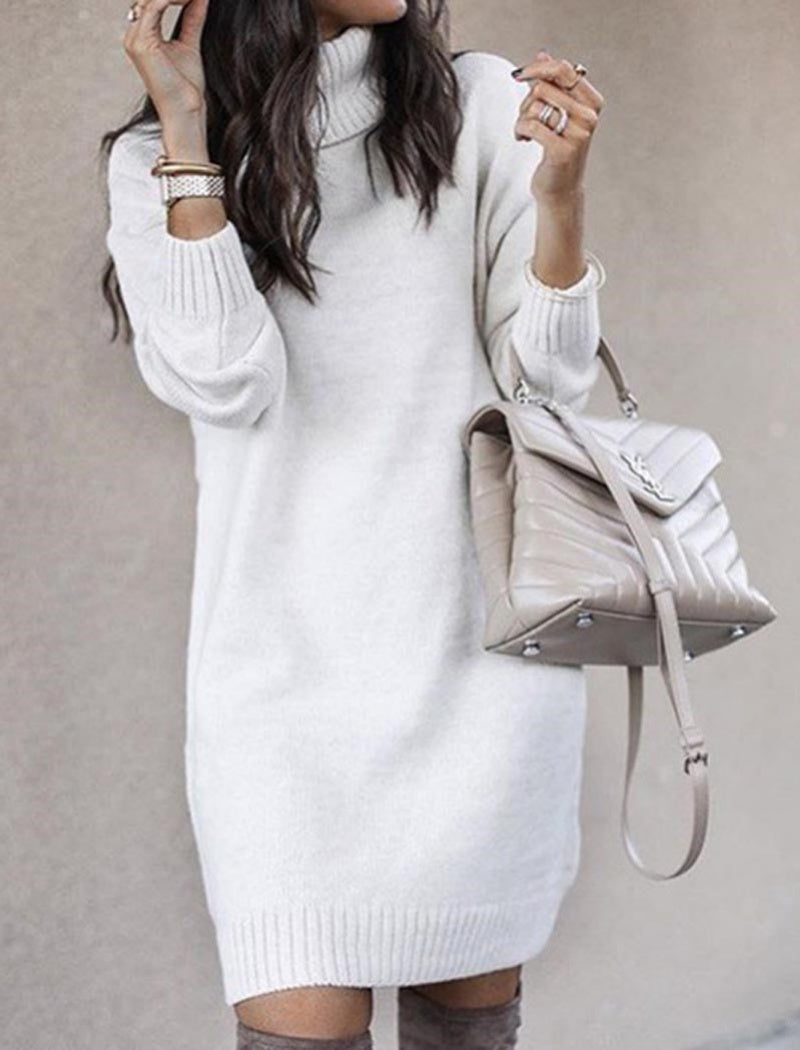 High-Neck Knit Sweater
