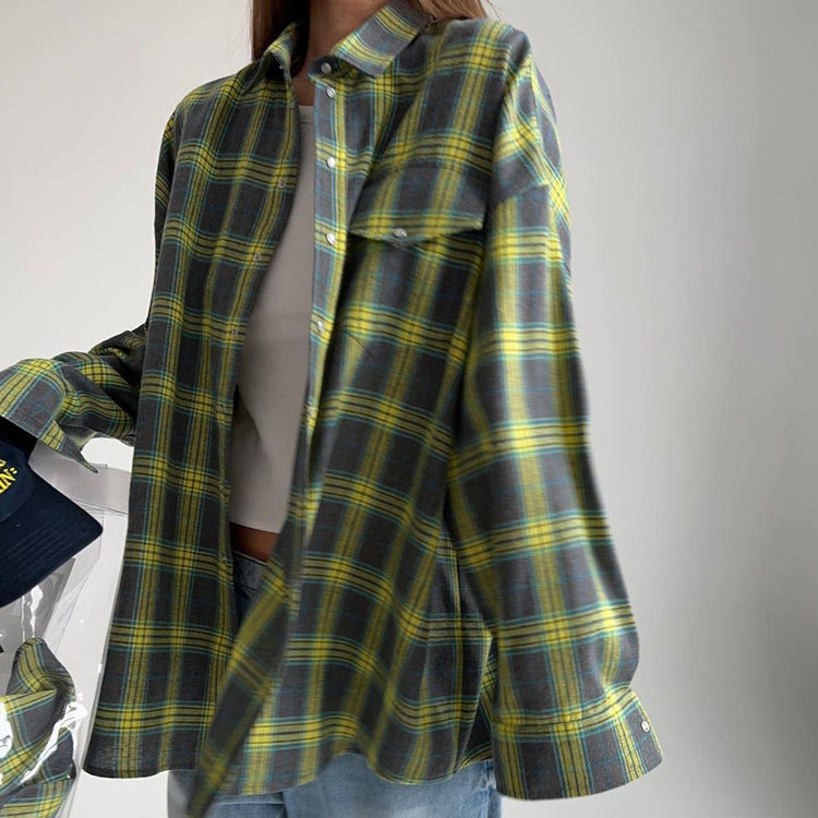 Plaid Button-Front Shirt