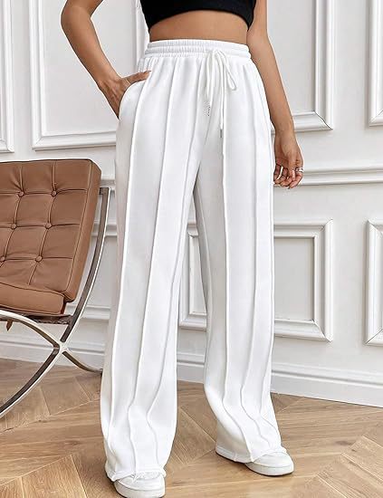 Drawstring Pleated Wide-Leg Pants