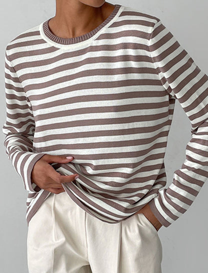 Crewneck Striped Knit Pullover