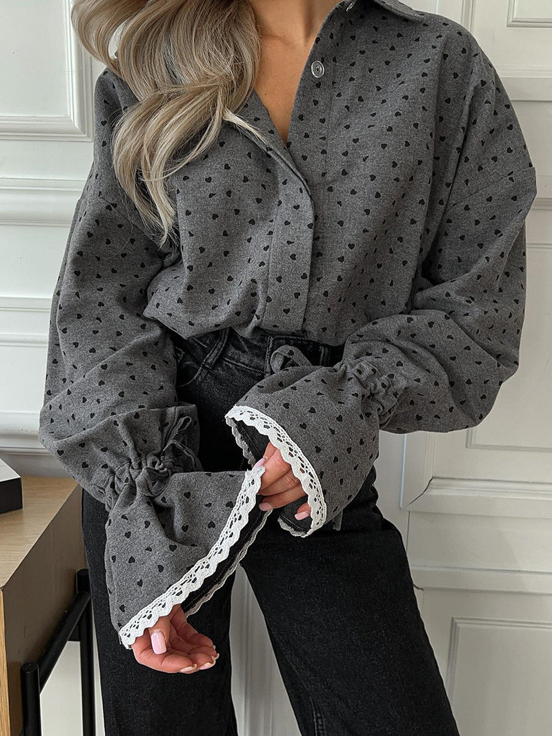 Polka Dot Button-Up Blouse