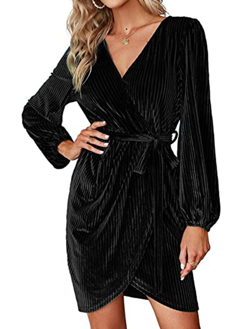 Ruched Wrap Mini Dress