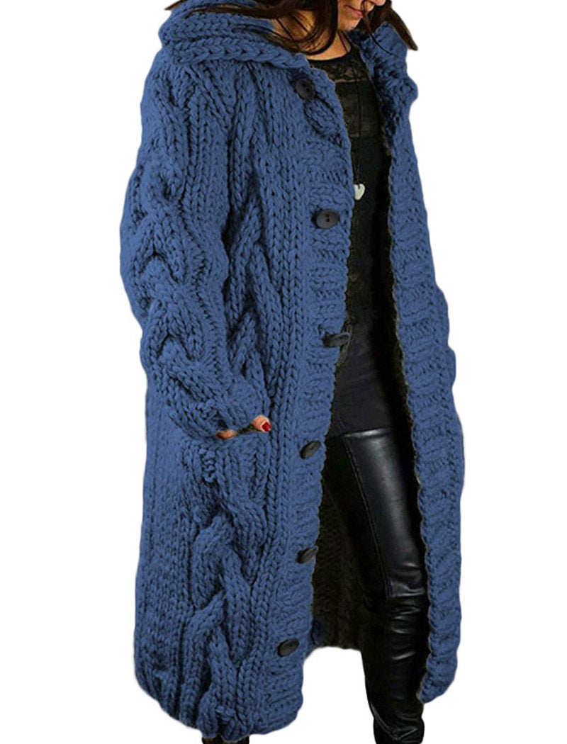 Cable Knit Hooded Longline Cardigan