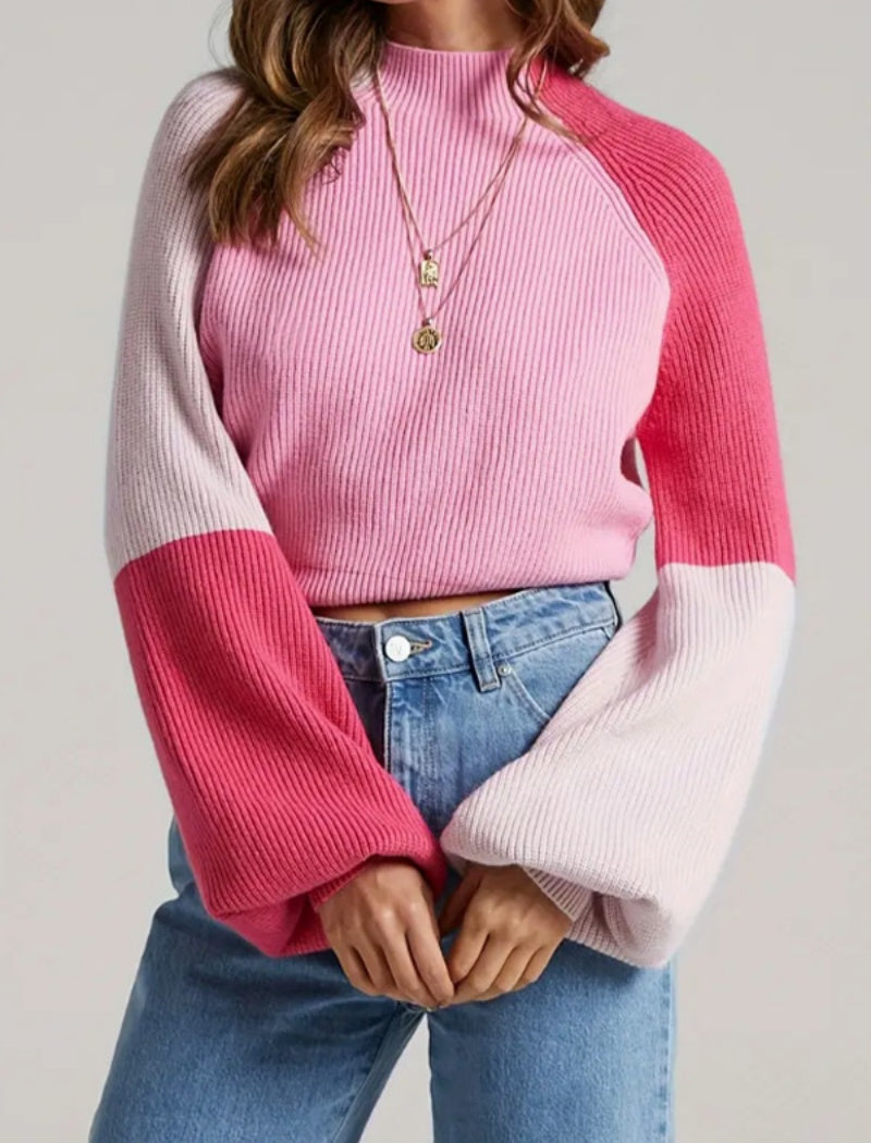 Colorblock Bell Sleeve Sweater