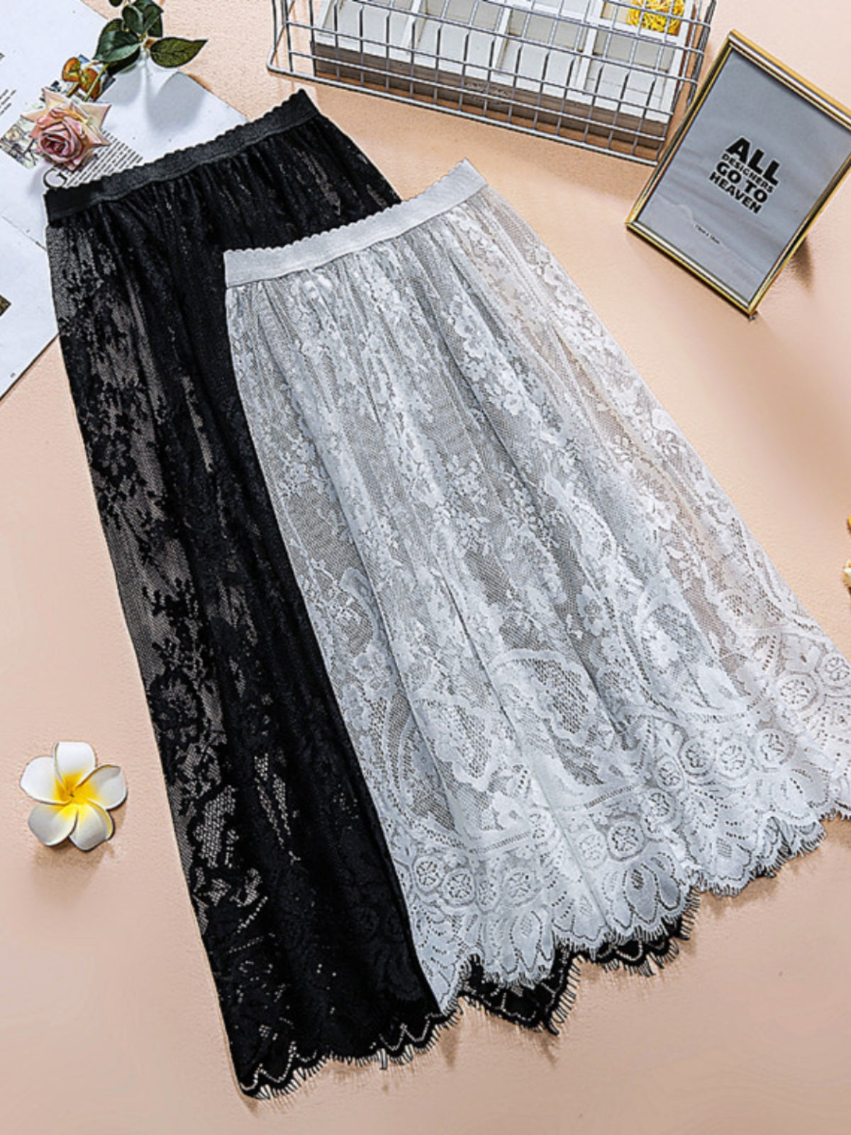 Lace Layered Midi Skirt