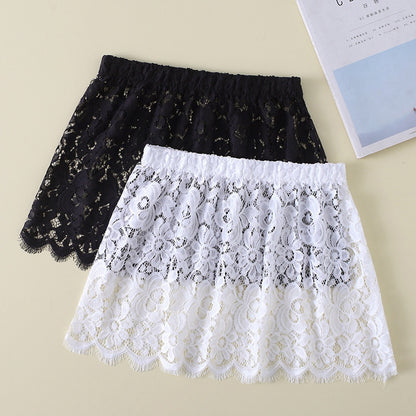 Lace-Trimmed Elastic Waist Mini Skirt