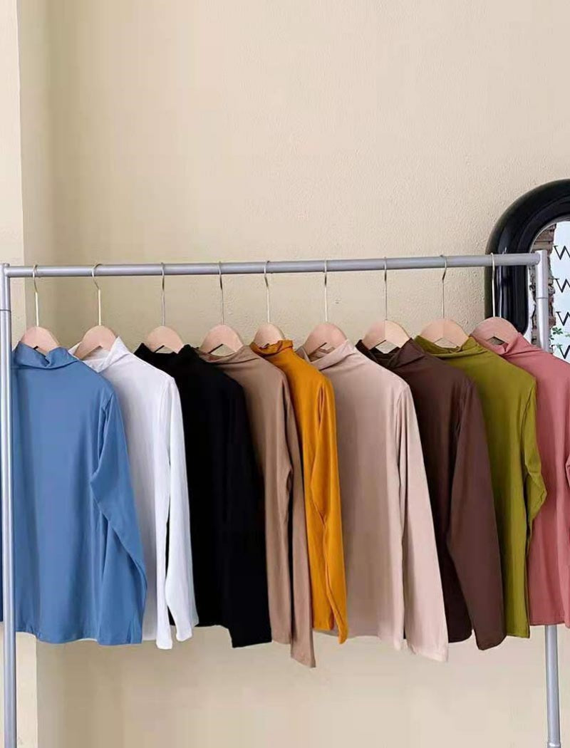 High-Neck Long-Sleeve Basic Top