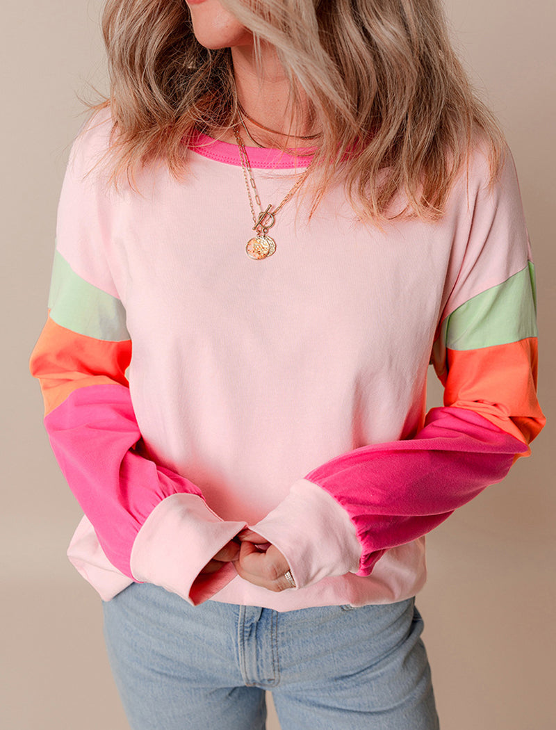 Colorblock Long-Sleeve Pullover