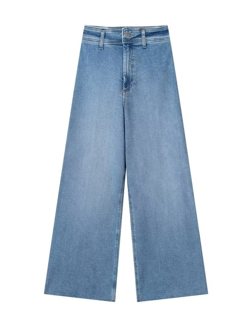 Wide-Leg Casual Denim Pants