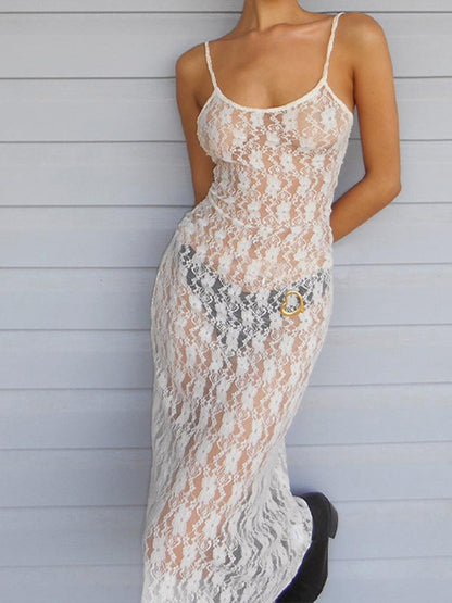 Sheer Lace Maxi Cami Dress