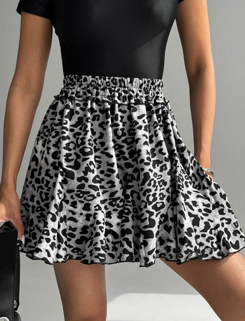 Leopard Print A-Line Mini Skirt