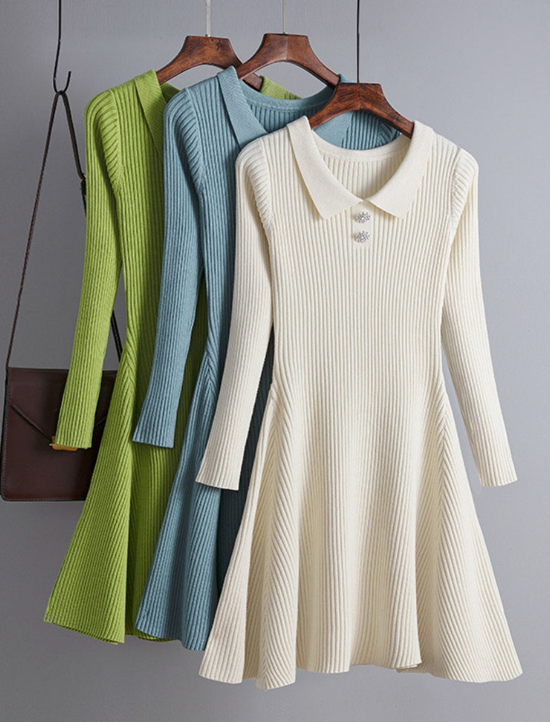 Long Sleeve Ribbed Knit Dress