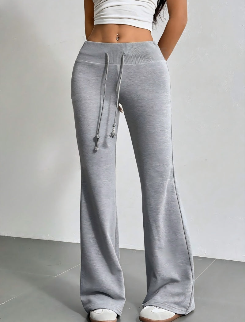 High-Waist Flared Drawstring Pants