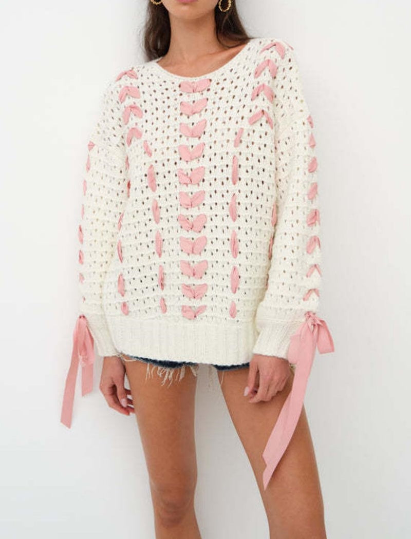 Crewneck Ribbon Sweater